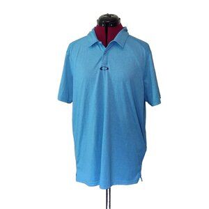 Oakley Tailored Fit O-Hydrolix Polo Shirt Blue Mens Size Large Side Split